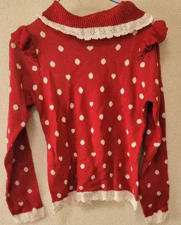 미사용 택 포함! 엑시즈팜 kawaii 빨간색 하트 도트 무늬 스웨터 M