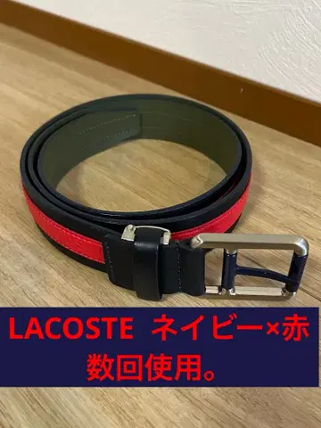 LACOSTE 블랙 레드 벨트 실버 버클