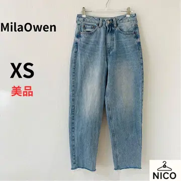 미라 오웬 밑단 프린지 와이드 테이퍼드 데님 팬츠 00 아름다운 실루엣