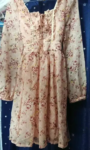 레어 리즈메로 원피스 리본 꽃무늬 참 포함 미사용