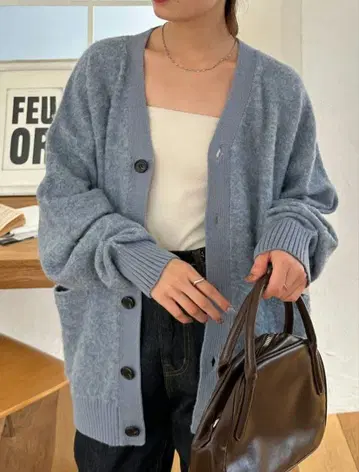 DISCOAT 블루 가디건 프리 사이즈