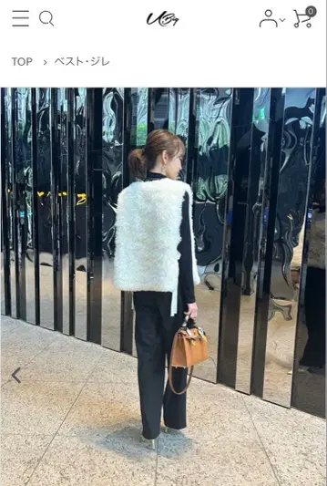 아이보리 퍼 베스트 리본 포함