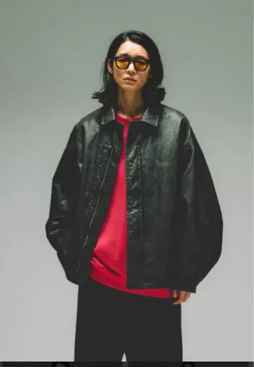 페이드 레더렛 지퍼 블루종