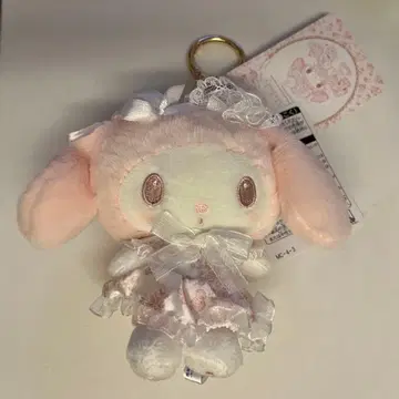 마이멜로디 화이트 딸기 티타임 봉제 인형 마스코트 키링