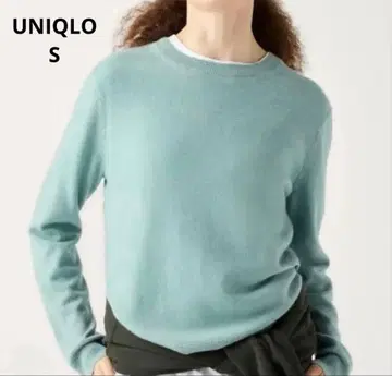새상품급 UNIQLO 유니클로 캐시미어 크루넥 스웨터 그린 S