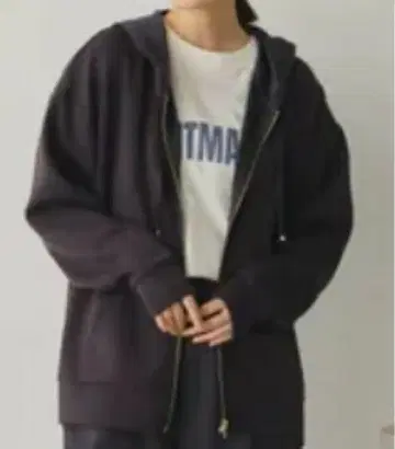 풀 집업 후드 부착 후드티 차콜