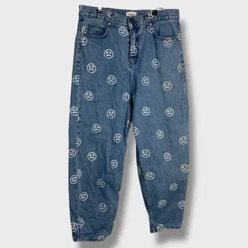 마스노운 스마일 패턴 데님 팬츠 올 패턴 인디고 M L25M
