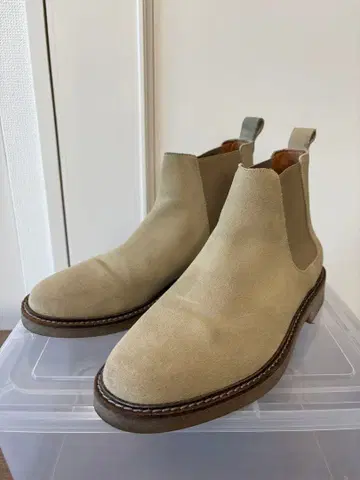 ZARA 베이지 스웨이드 사이드 고어 부츠