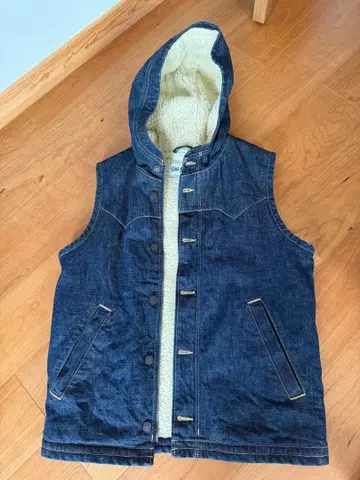 Ues mfg. Co. 후드 부착 데님 베스트 사이즈 3