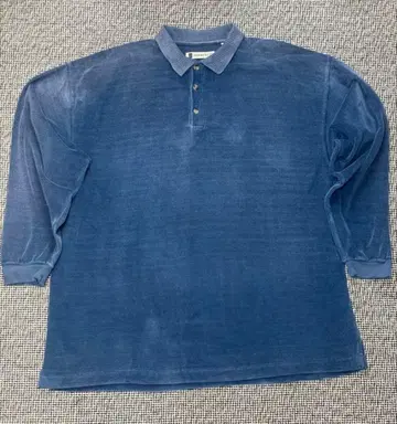 레어 임프린츠 페이드 블루 벨로아 피케 셔츠 L 상당 인도산 레트로