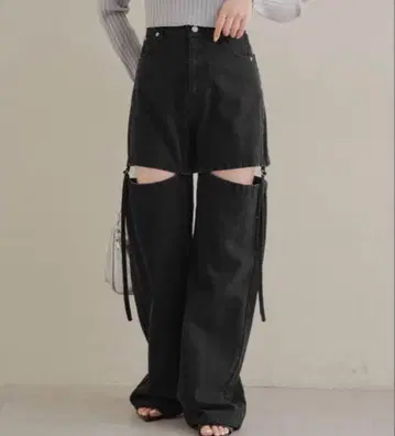 Chico 사이드 벨트 슬릿 데님