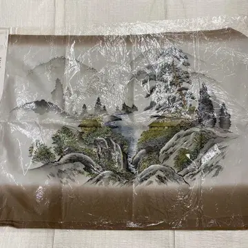 6761 순수 실크 어깨 안감 산수화 풍경 브라운 계열 얼룩 있음