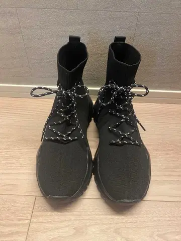 [ 미사용 ] 삭스 하이컷 니트 스니커즈 블랙