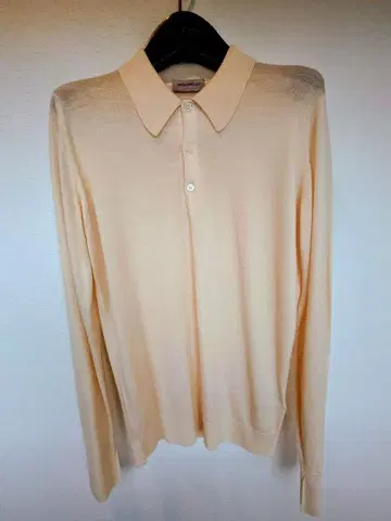 JOHN SMEDLEY 베이지 울 니트 피케 셔츠 S