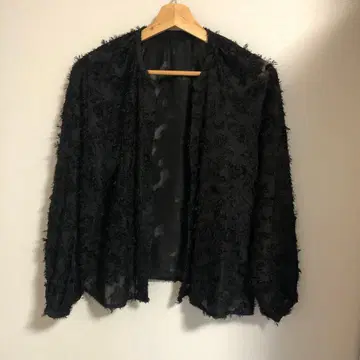 유나이티드 애로우즈 시어 가디건 블랙 꽃무늬