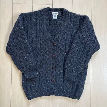 90s L.L.Bean 다크 그레이 케이블 니트 가디건