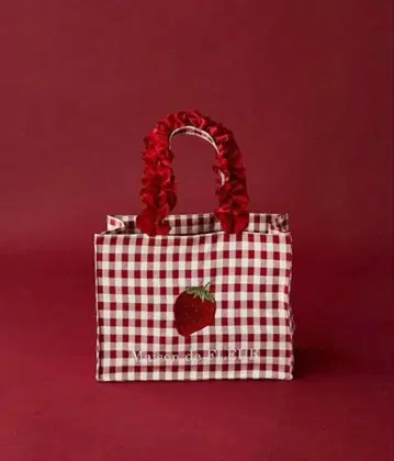 이치고 자수 스퀘어 토트백 / 메종 드 풀르 레드