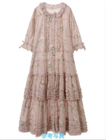 핑크하우스 양 프린트 롱 기장 원피스 핑크