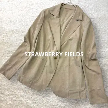 스트로베리 필드 자켓 베이지 얇은 소재 골드 버튼 워셔블