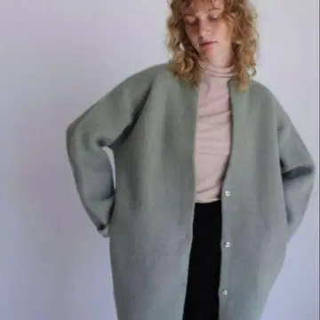 DRESSLAVE 라쿤 울 더블 페이스 니트 자켓 38 그린