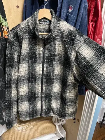 ROCKOUSE 플리스 자켓 블랙 화이트 체크