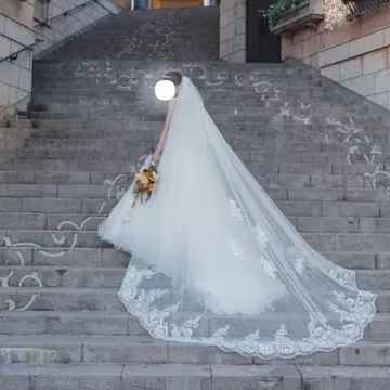 3m 레이스 장식 웨딩 롱 베일