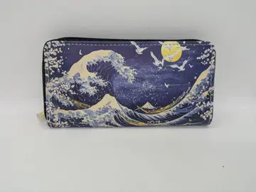 미사용 새상품 우키요에풍 파도 후지산 일본풍 패턴 장지갑 남녀 공용