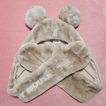 디즈니 팬캡 모자 장갑 머플러 미키마우스 베이지