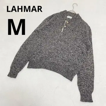 LAHMAR 남성용 버튼 혼색사 USA 니트 긴팔 네이비 M