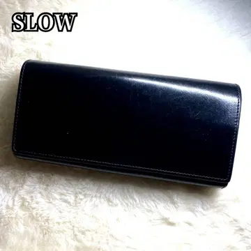 새상품급 SLOW 슬로우 장지갑 가죽 블랙 광택 골드 금장 장식 대용량