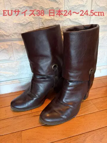 다크 브라운 가죽 미들 부츠