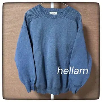 hellam 니트 스웨터 래글런 슬리브 블루