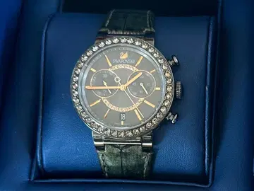 Swarovski 블랙 크로노그래프 손목시계 + 새상품 교체 벨트