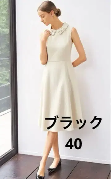 폭시 원피스 플라워 샤워 화이트 카라 사이즈 40 2WAY