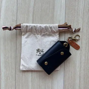 [ 미사용 새상품 ] IL BISONTE 네이비 가죽 키케이스