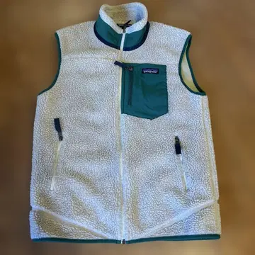 patagonia 플리스 베스트 S 화이트/그린