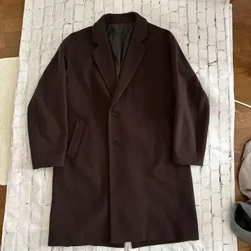 BEAMS HEART 체스터 코트 L 다크 브라운