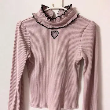 MARS 원톤 하트 컷아웃 골지 상의 핑크