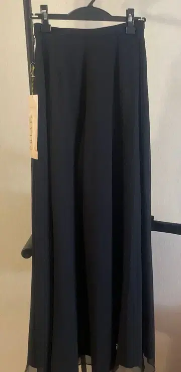택 포함 미사용 새상품 블랙 쉬폰 포멀 와이드 팬츠
