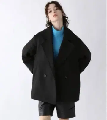 JEANASIS 지나시스 BIG 칼라 더블 울 코트 블랙