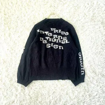 PRIDE 빅 로고 울 크루넥 니트 스웨터 38 블랙