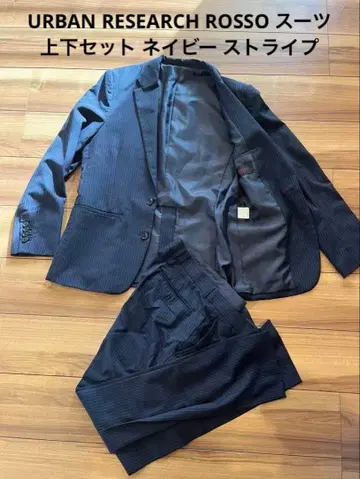 URBAN RESEARCH ROSSO 수트 상하의 세트 네이비 스트라이프