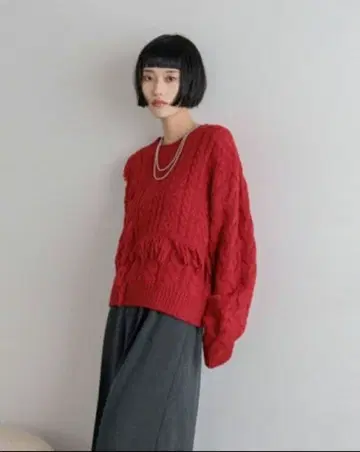 LOWRYS FARM 케이블 프린지 숏 기장