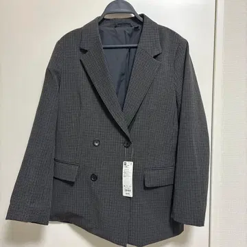 GU 다크 그레이 더블 브레스트 체크 자켓 XL