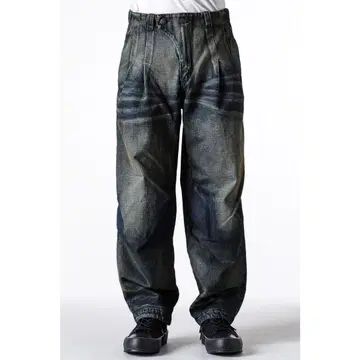 DEVOA 배기 팬츠 스톤 워시 블리치 데님