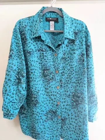 꽃무늬 코튼 셔츠 파랑