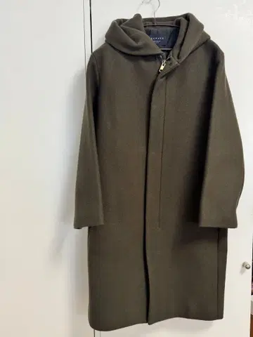 MACPHEE 후드 부착 롱 코트 올리브