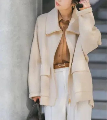 Noble 카멜 믹스 리버 지퍼 코트 38