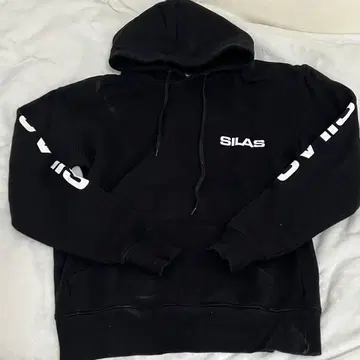 SILAS 블랙 후드티 후드 부착