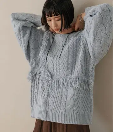 [택 포함 새상품] 로리즈팜 케이블 프린지 롱 기장